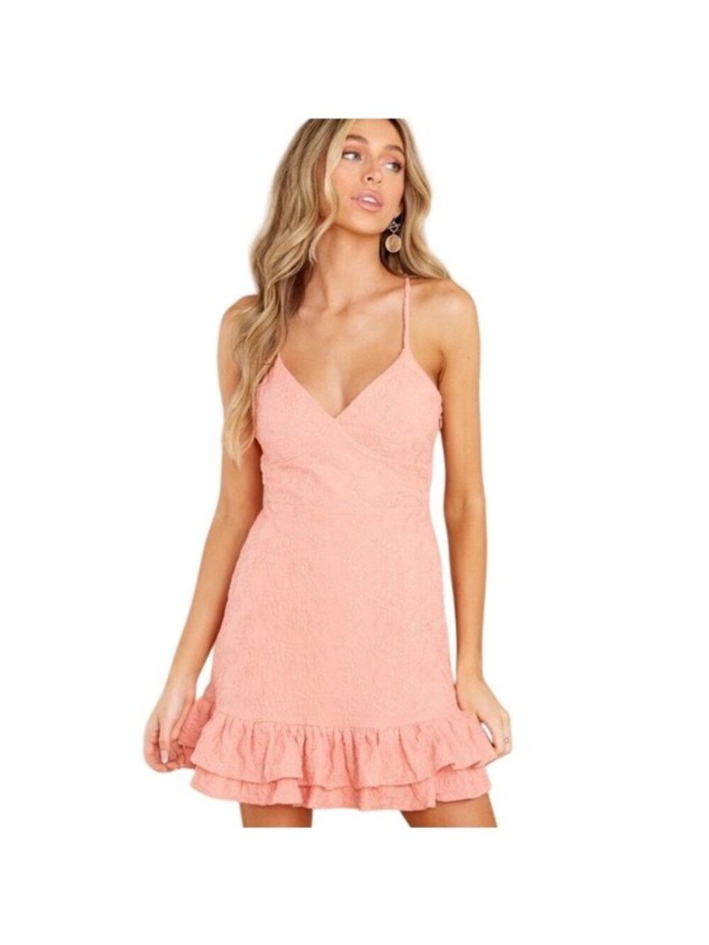 MinkPink Coral Embroidered Paisley Ruffle Hem Mini Dress XS | Dopamine Dressing